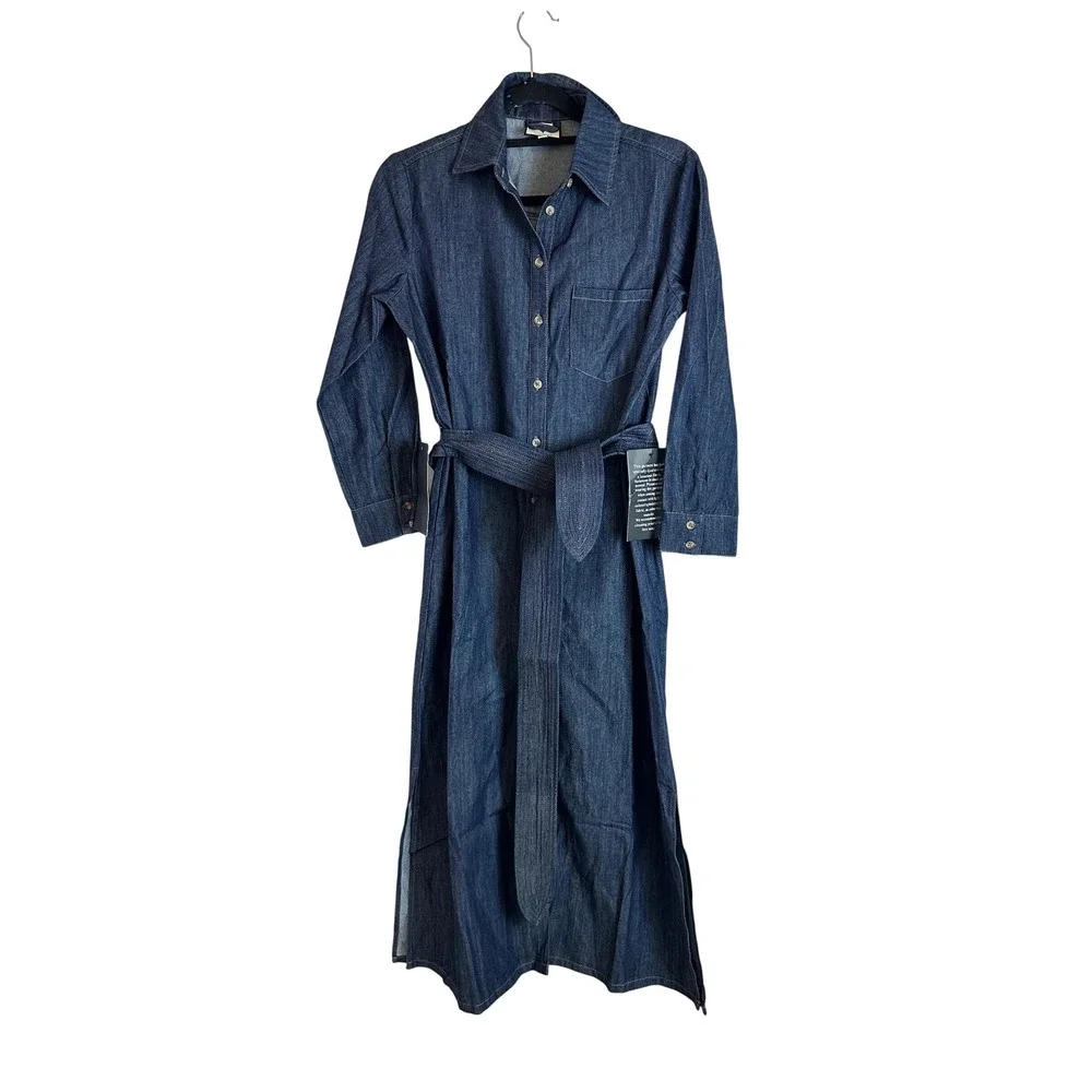 Tuckernuck Denim Maxi Shirt Dress Womens XS Blue Excelle NWT - Picture 3 of 8